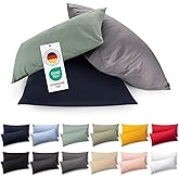 Blumtal Kissenbezug 40 x 80 cm (2er Set Kissenbezüge) - Dunkelblau - 100% Baumwoll-Jersey, Oeko-Tex Zertifiziert, Kopfkissenb